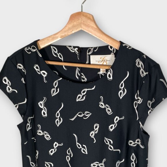 JB By Julie Brown Sheath Dress MEDIUM Black Whimsical Print Neiman Marcus NEW - Picture 3 of 11